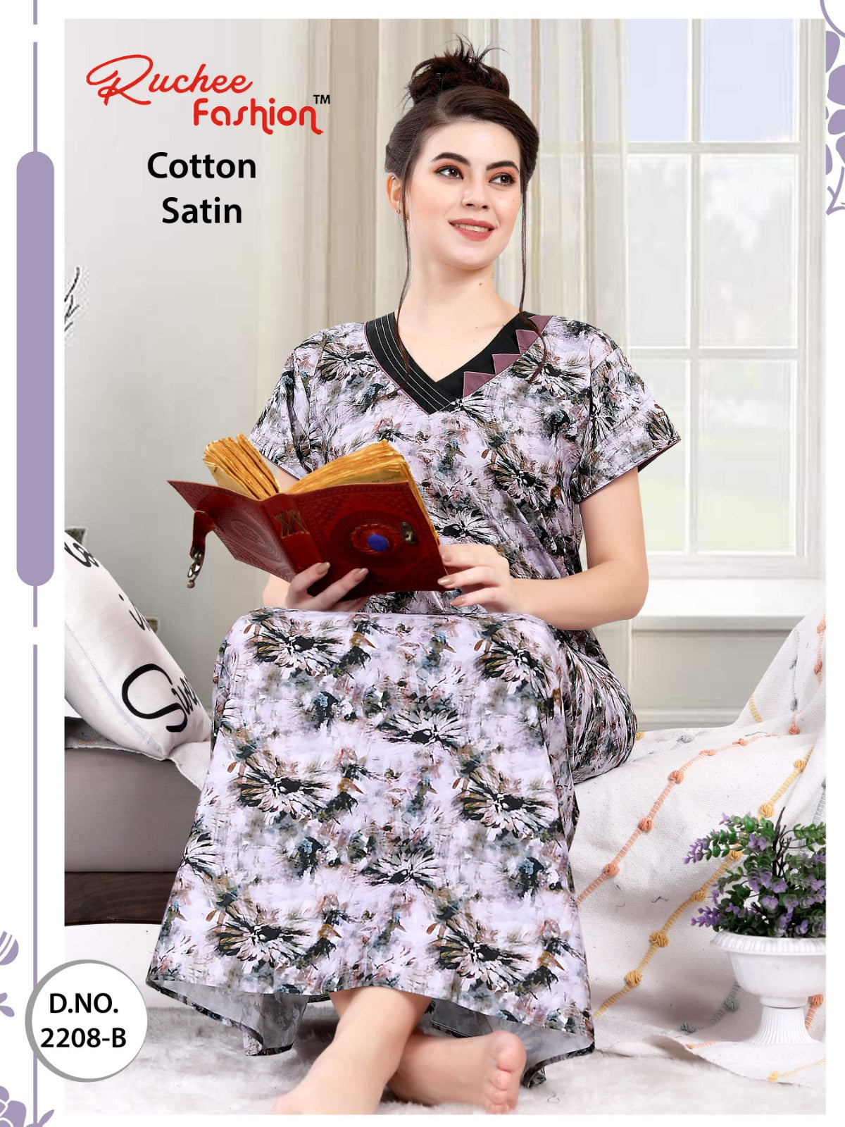 2208-2209 Ruchee Fashion Cotton Satin Night Gowns