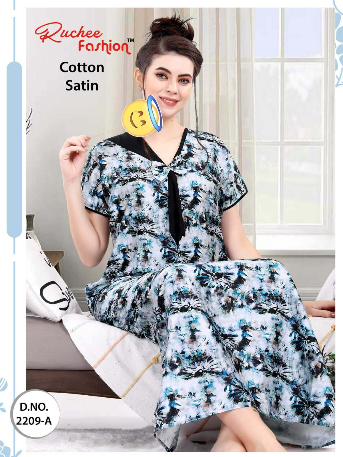 2208-2209 Ruchee Fashion Cotton Satin Night Gowns