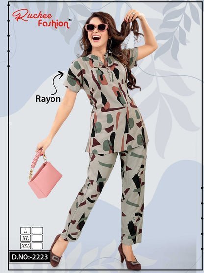 2218-2225 Ruchee Fashion Rayon Co Ord Set
