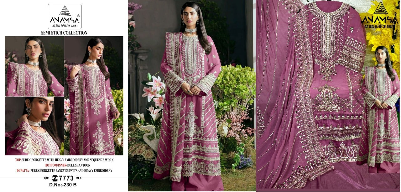 230 Anamsa Fox Georgette Pakistani Salwar Suits