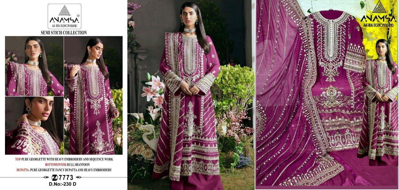 230 Anamsa Fox Georgette Pakistani Salwar Suits