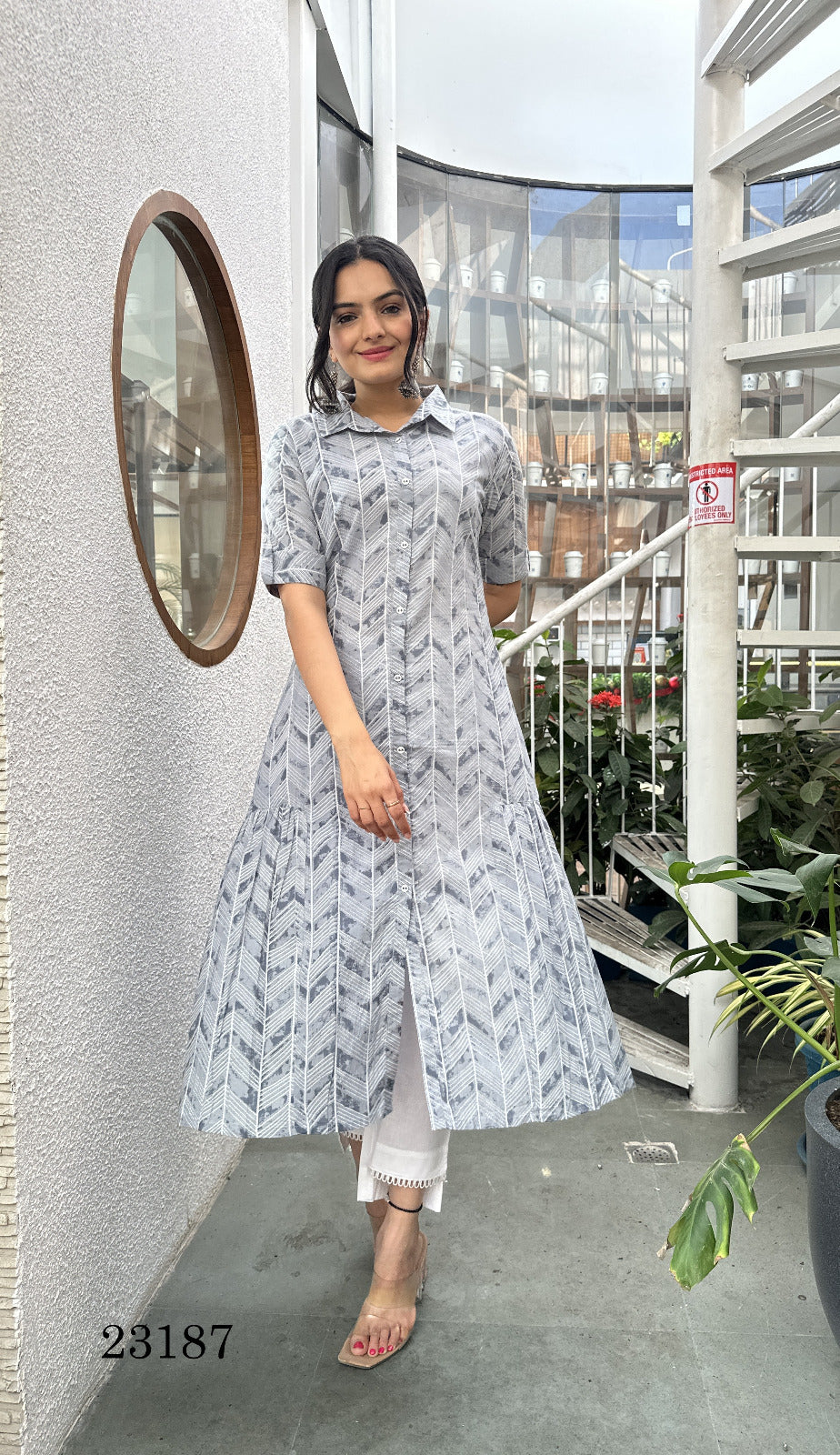 23187 Indira Cambric Cotton Kurti Bottom Set