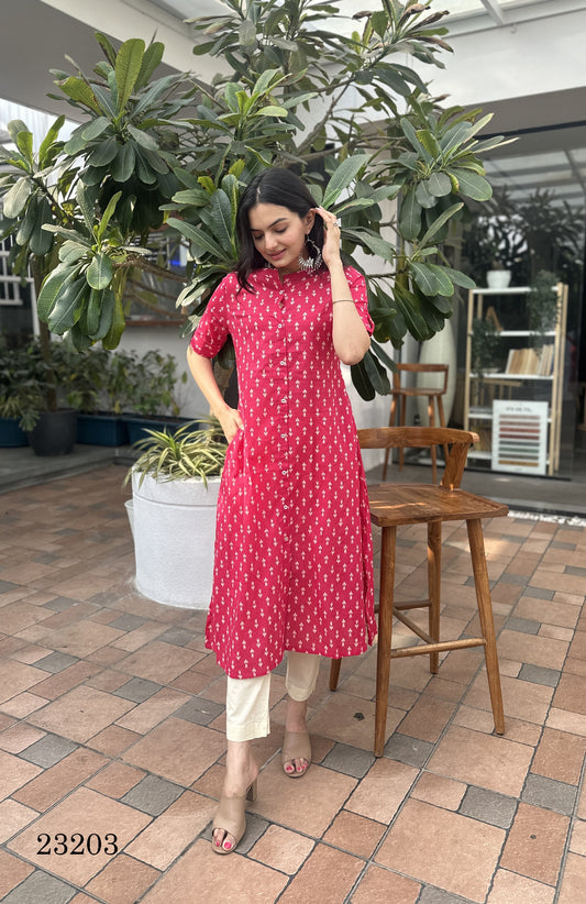 23203 Indira Cambric Kurti Bottom Set