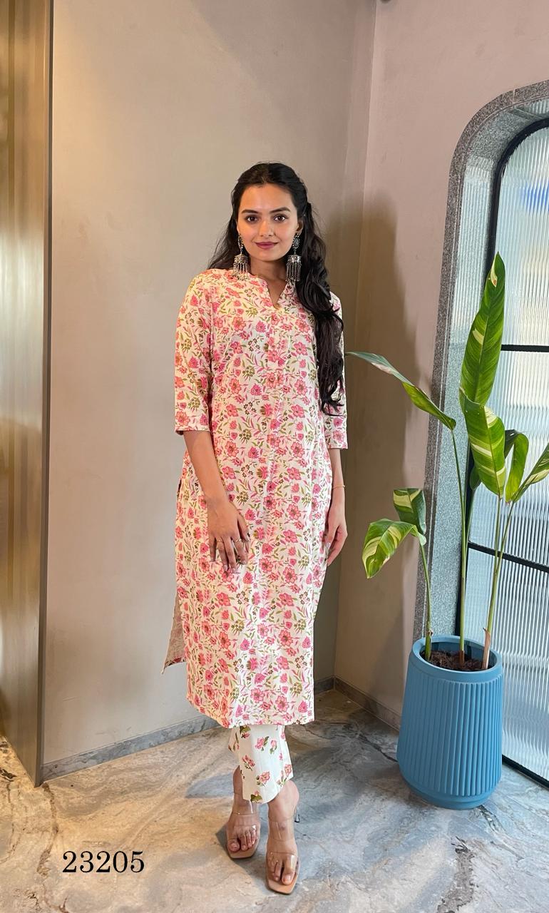 23205 Indira Cotton Kurti Pant Set