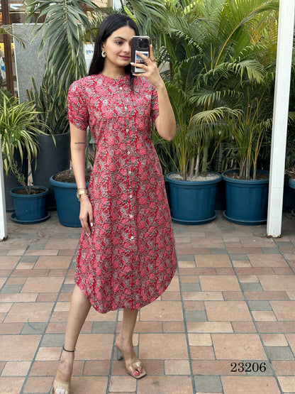 23207-23206 Indira Cambric Cotton Anarkali Kurtis
