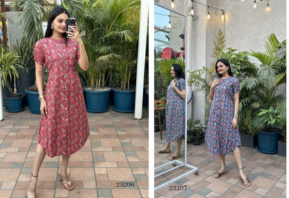 23207-23206 Indira Cambric Cotton Anarkali Kurtis