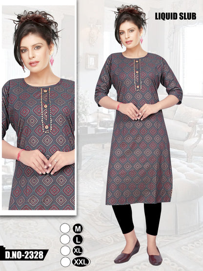 2328-2329 Trahul Slub Knee Length Kurtis