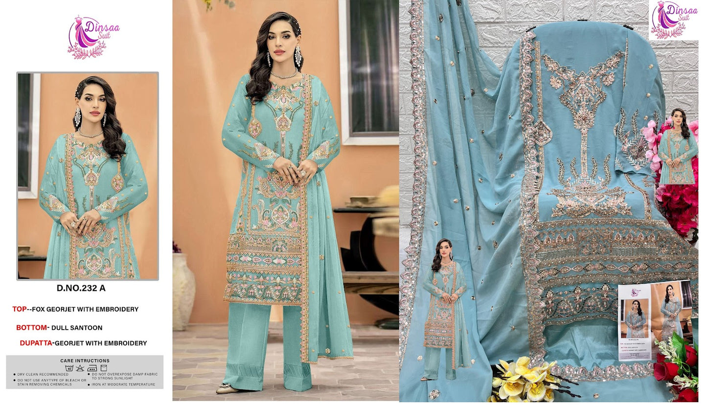 232 Dinsaa Suit Georgette Pakistani Salwar Suits