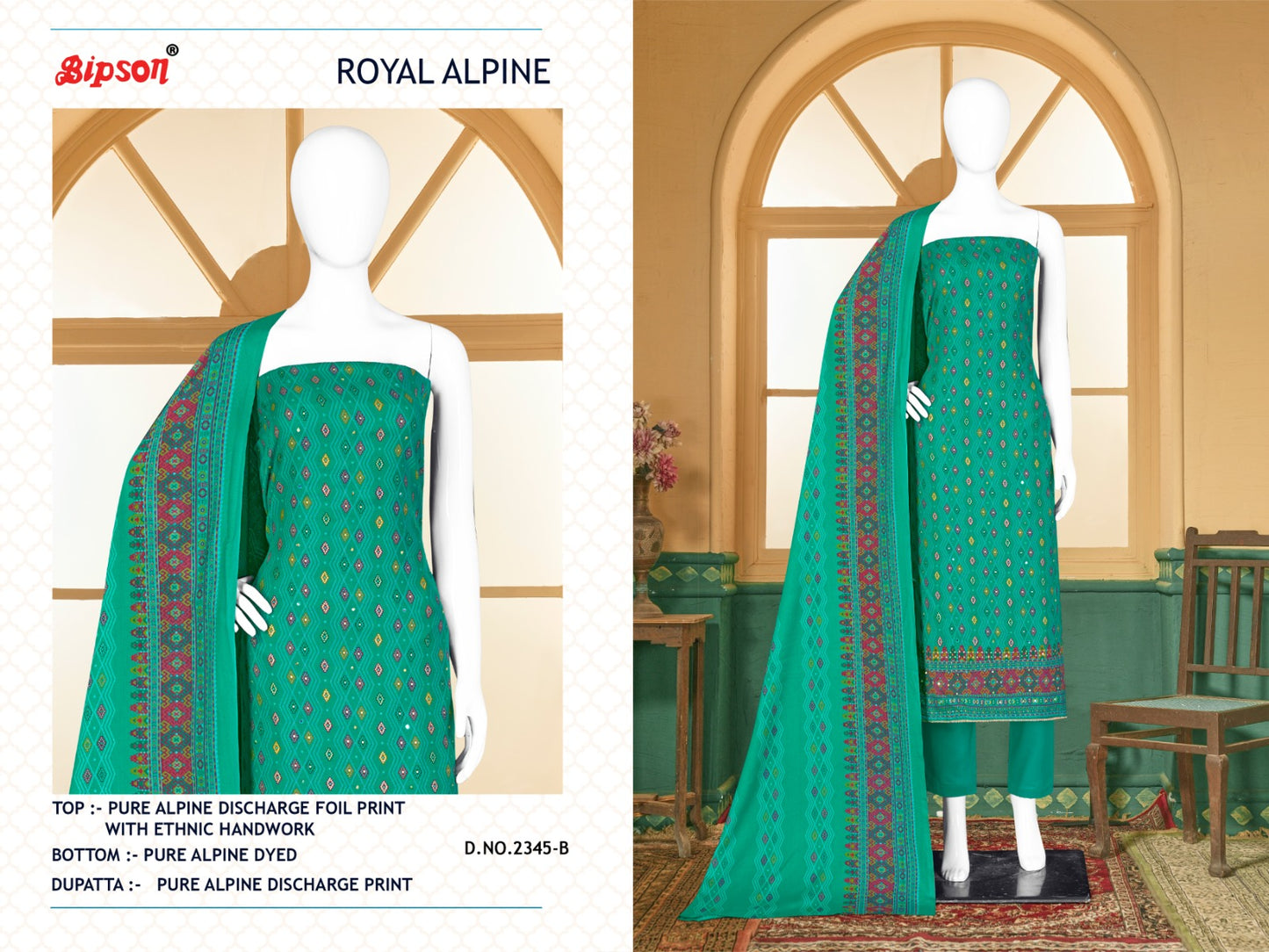 2345 Royal Bipson Prints Alpine Pant Style Suits