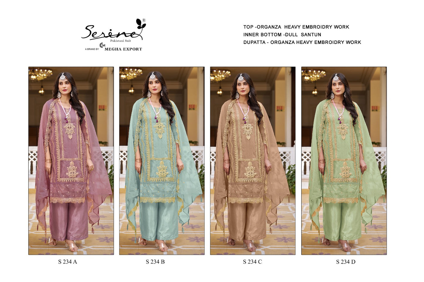 234 Serine Organza Pakistani Salwar Suits