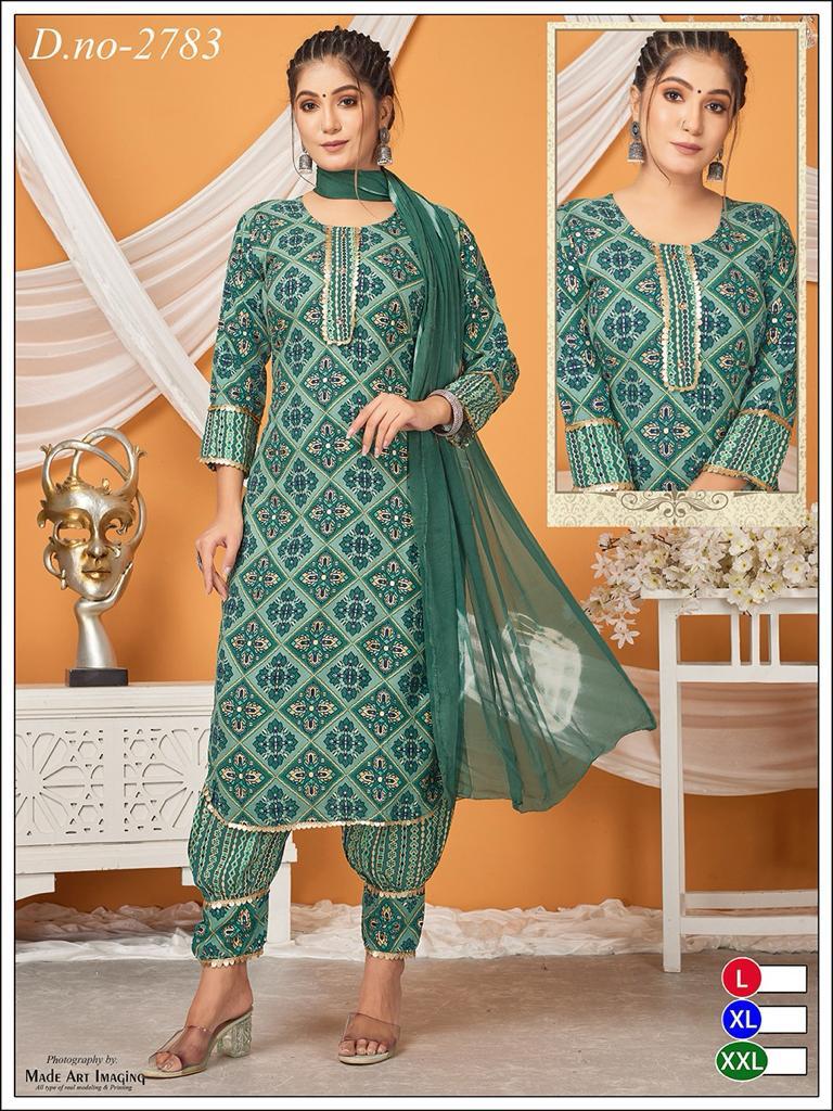 23523 Globe Rayon Afghani Readymade Suit