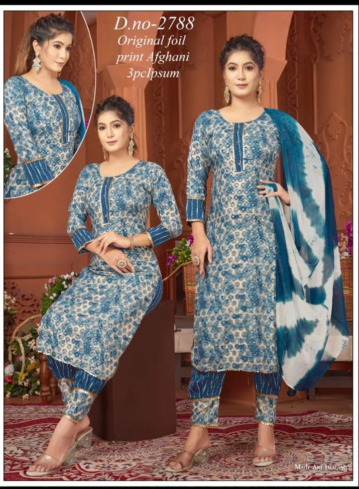 23523 Globe Rayon Afghani Readymade Suit