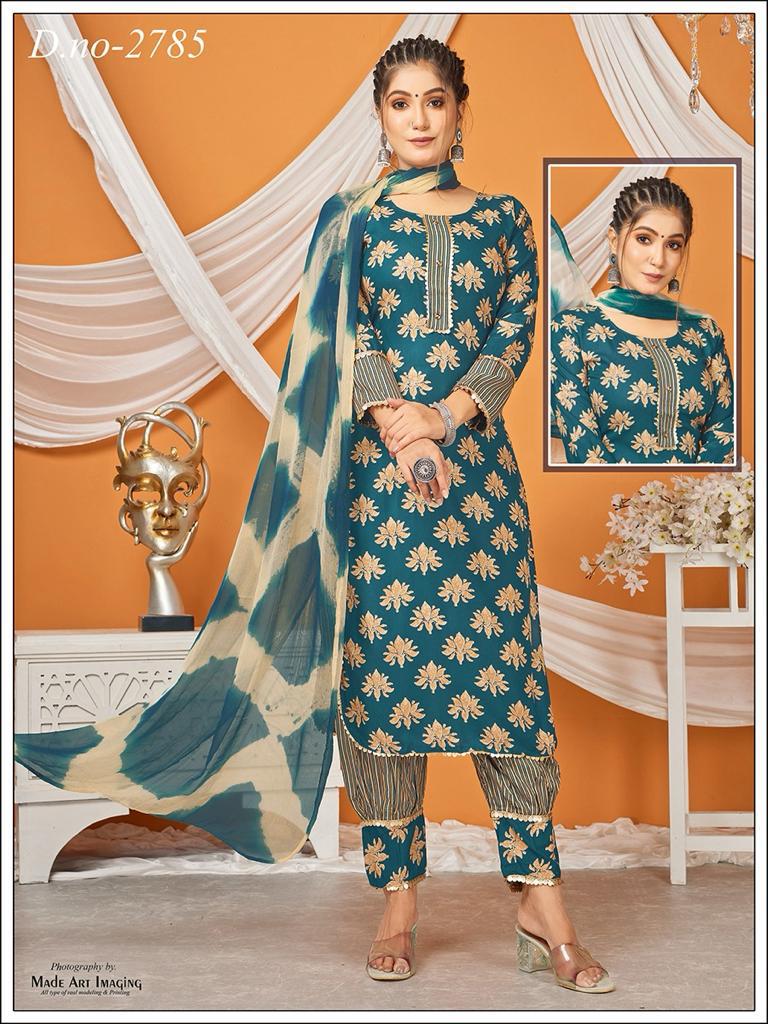 23523 Globe Rayon Afghani Readymade Suit