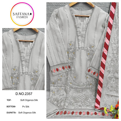 2357 Saffana Organza Pakistani Readymade Suits