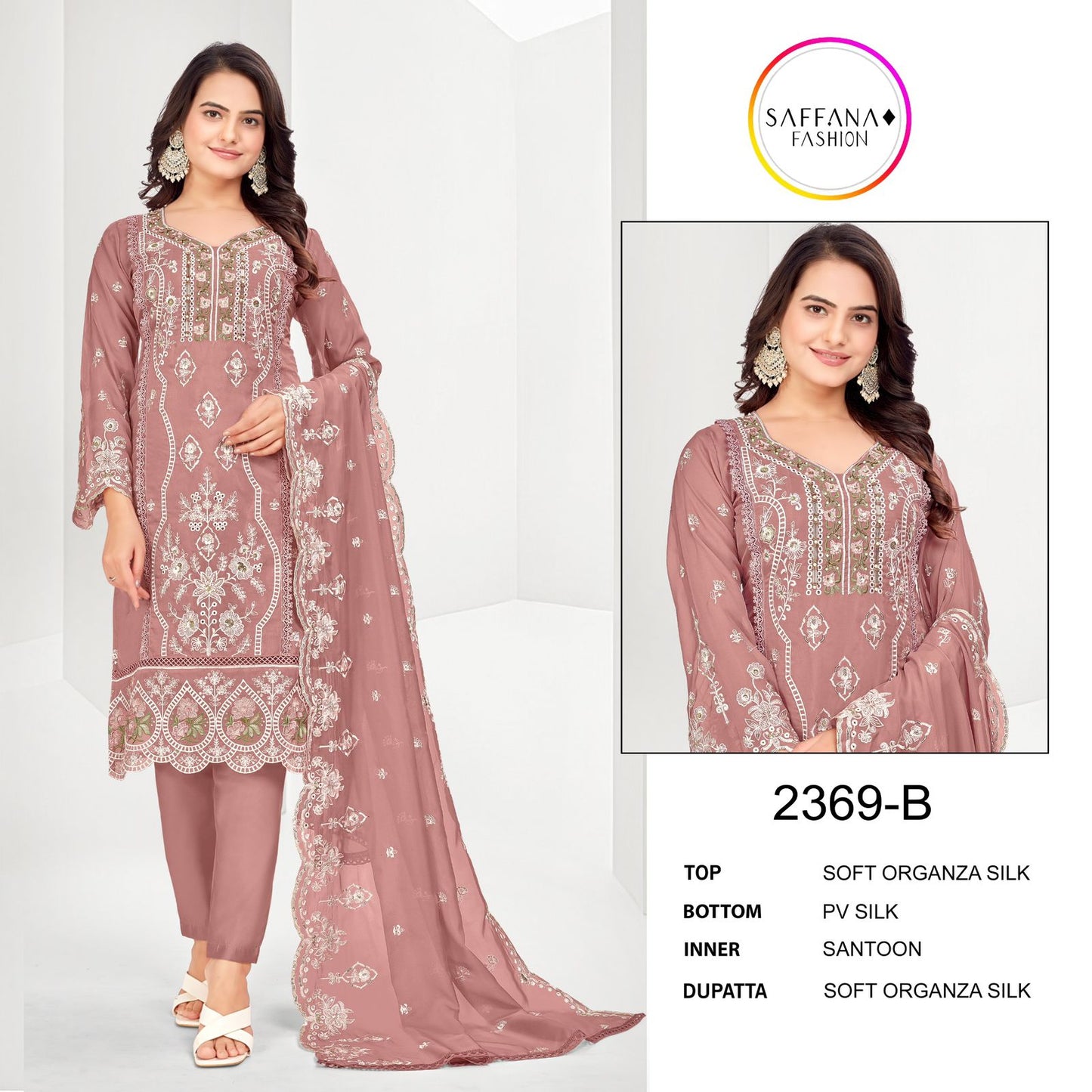 2369 Saffana Organza Pakistani Readymade Suits