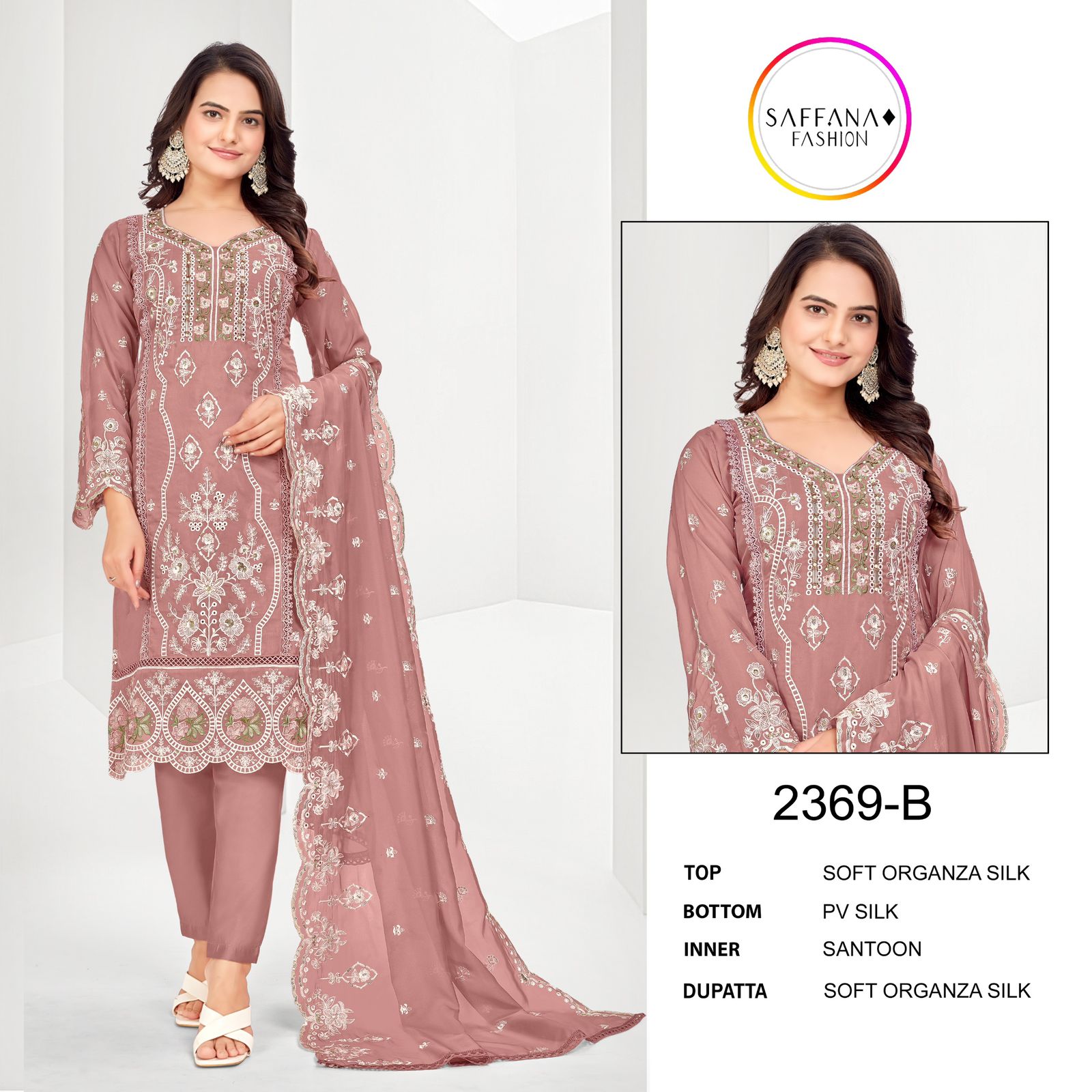2369 Saffana Organza Pakistani Readymade Suits