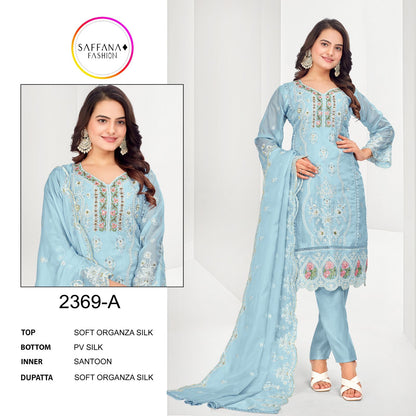 2369 Saffana Organza Pakistani Readymade Suits
