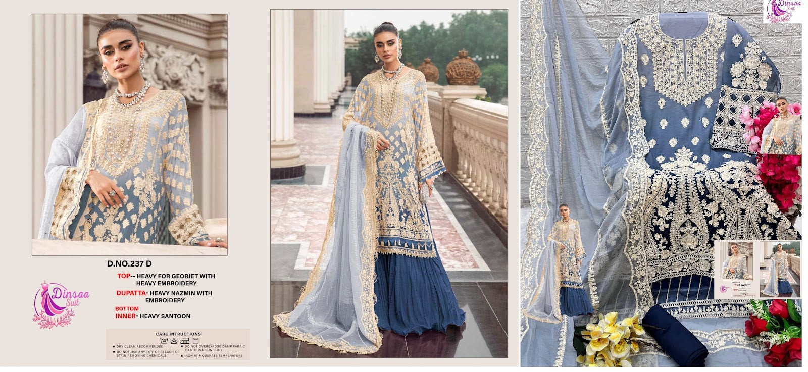 237 Dinsaa Suit Georgette Pakistani Salwar Suits