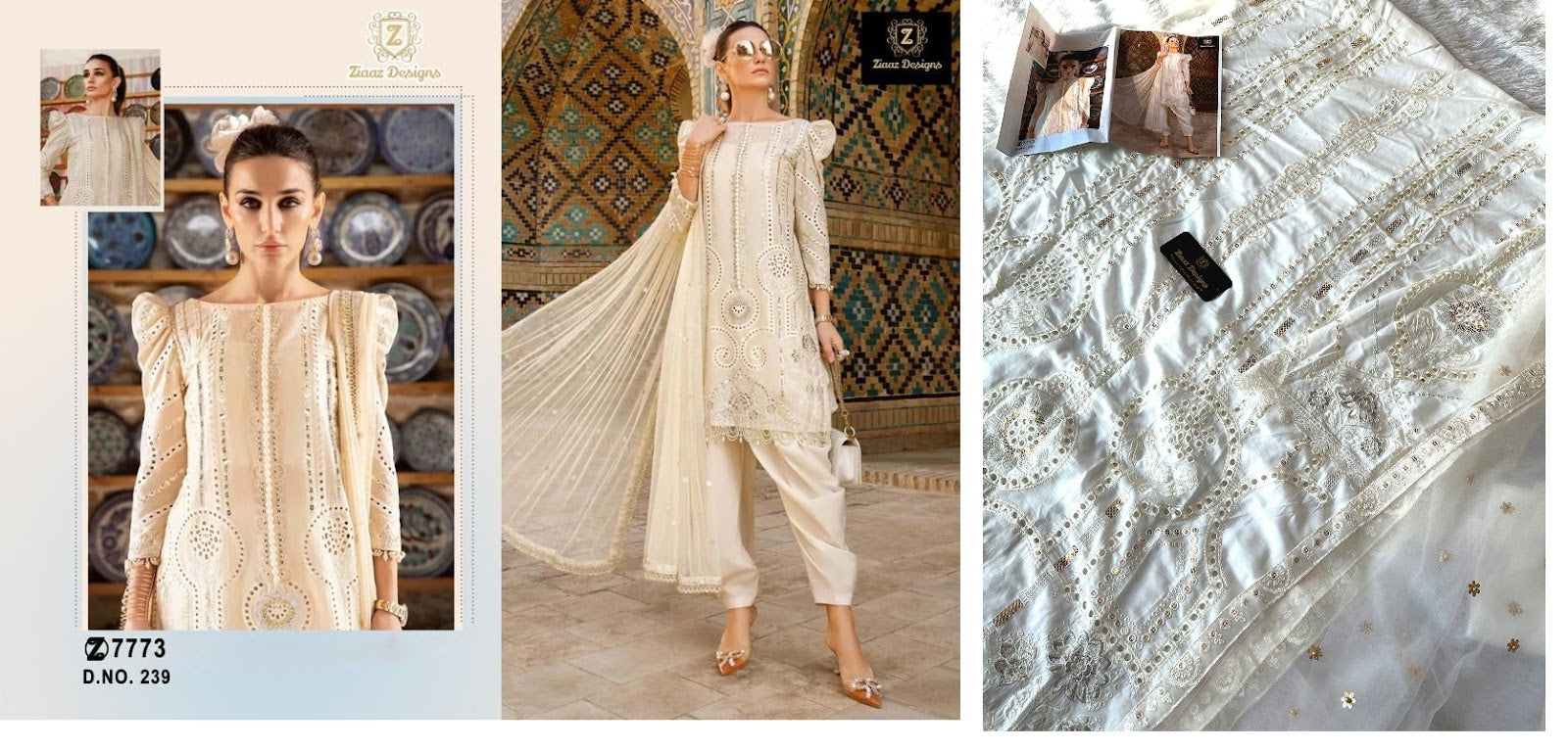 239-240 Ziaaz Designs Cambric Cotton Pakistani Salwar Suits