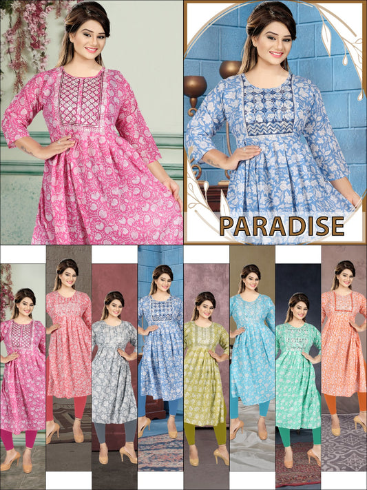 2461 Paradise Trahul Cotton Naira Cut Kurtis