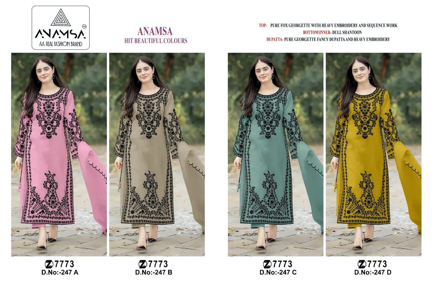 247 Anamsa Georgette Pakistani Salwar Suits