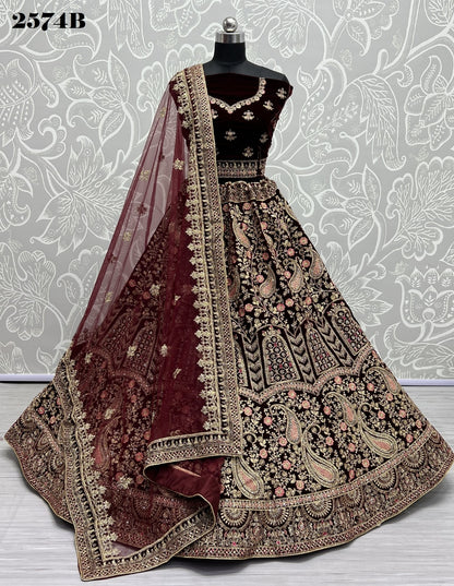 2574 Anjani Art Velvet Bridal Lehenga Choli