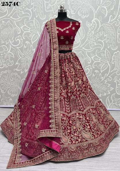 2574 Anjani Art Velvet Bridal Lehenga Choli