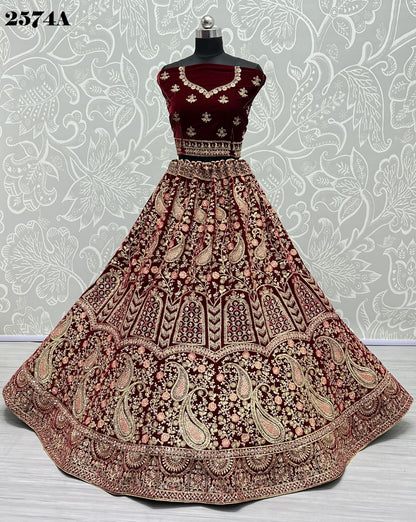 2574 Anjani Art Velvet Bridal Lehenga Choli
