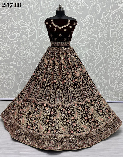 2574 Anjani Art Velvet Bridal Lehenga Choli