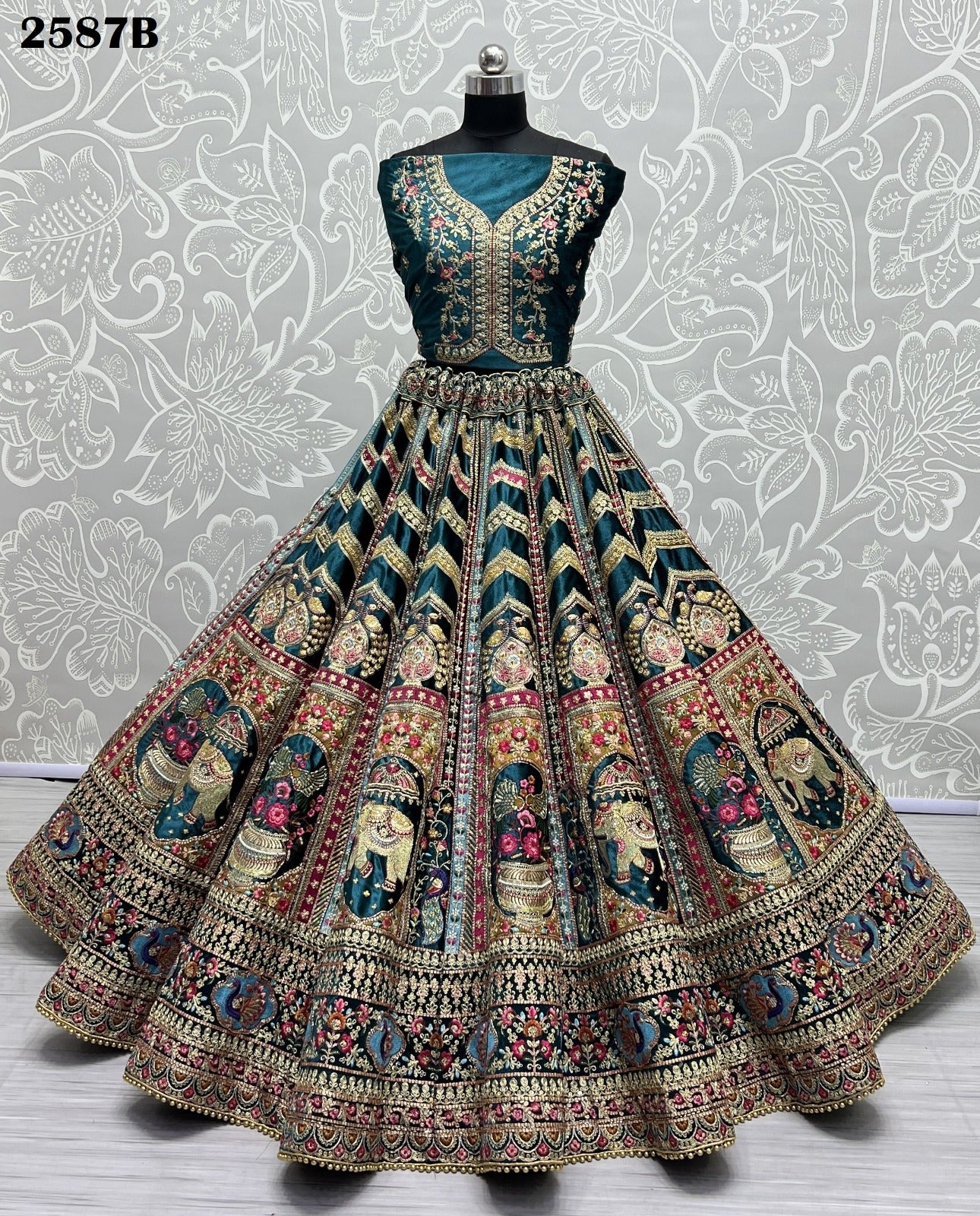 2587 Anjani Art Velvet Bridal Lehenga Choli