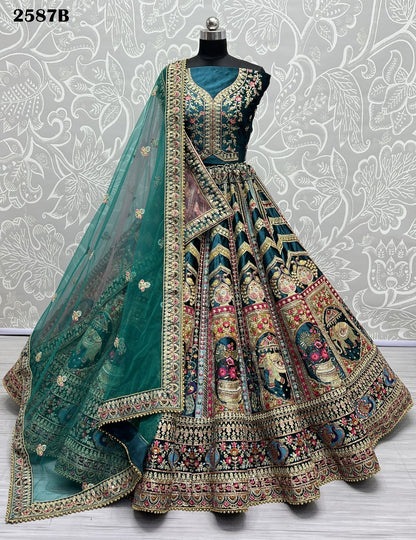 2587 Anjani Art Velvet Bridal Lehenga Choli