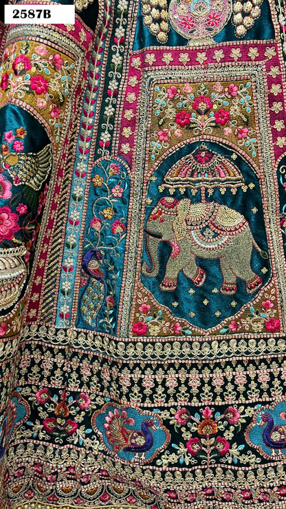 2587 Anjani Art Velvet Bridal Lehenga Choli
