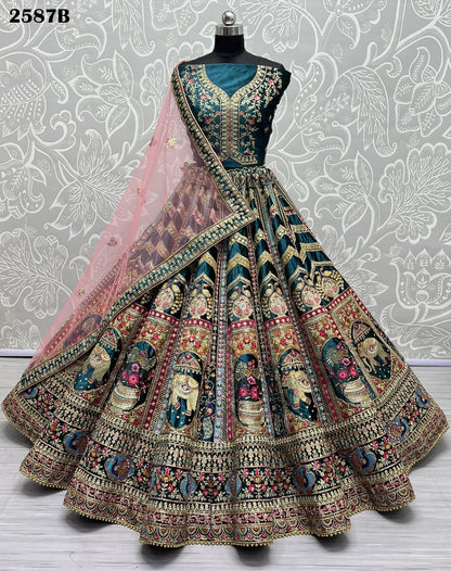 2587 Anjani Art Velvet Bridal Lehenga Choli