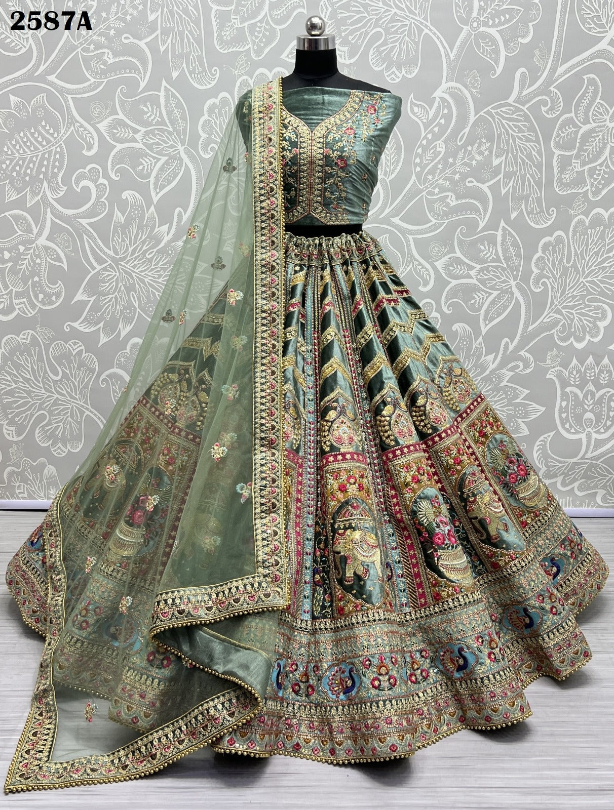 2587 Anjani Art Velvet Bridal Lehenga Choli