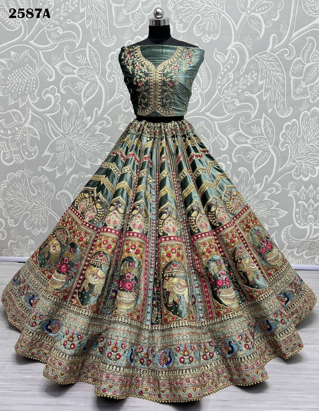 2587 Anjani Art Velvet Bridal Lehenga Choli