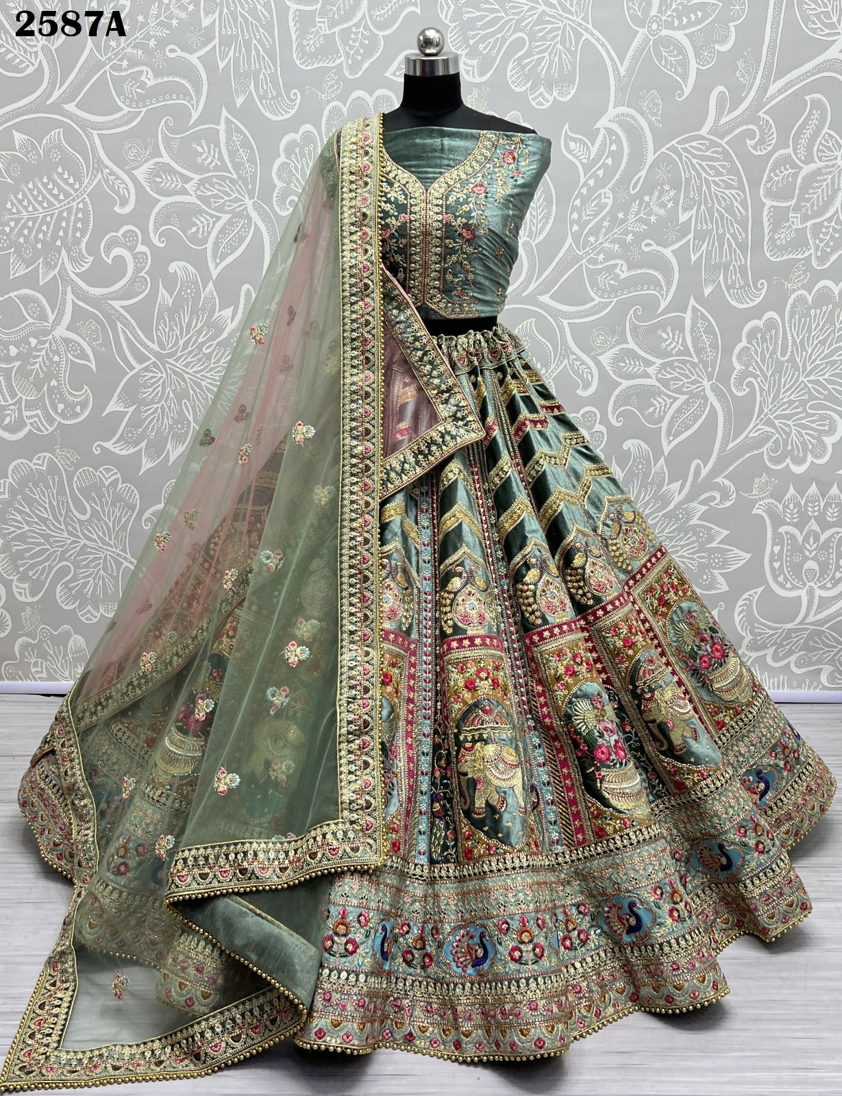 2587 Anjani Art Velvet Bridal Lehenga Choli