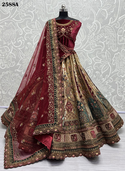 2588 Anjani Art Velvet Bridal Lehenga Choli