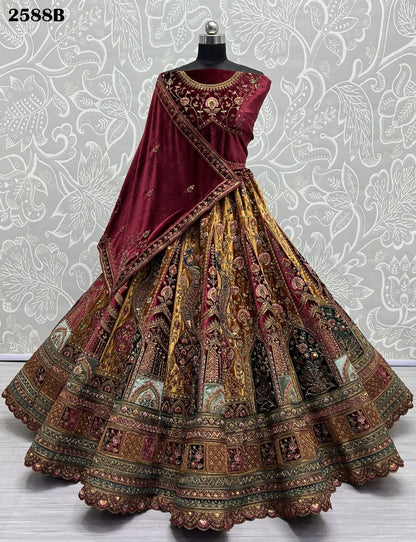 2588 Anjani Art Velvet Bridal Lehenga Choli