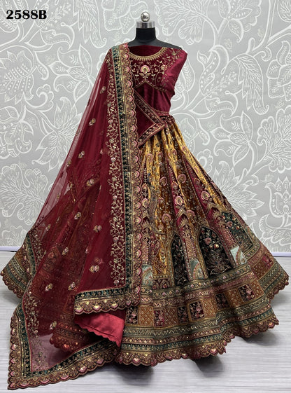 2588 Anjani Art Velvet Bridal Lehenga Choli