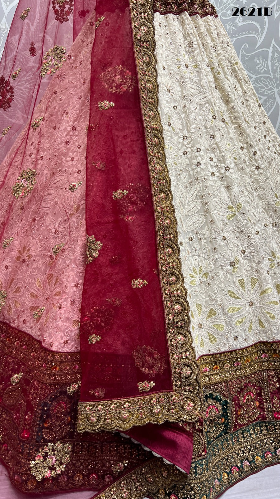 Peach Pink Hand Embroidered Lehenga Set Design by SWATI UBROI at Pernia's  Pop Up Shop 2024