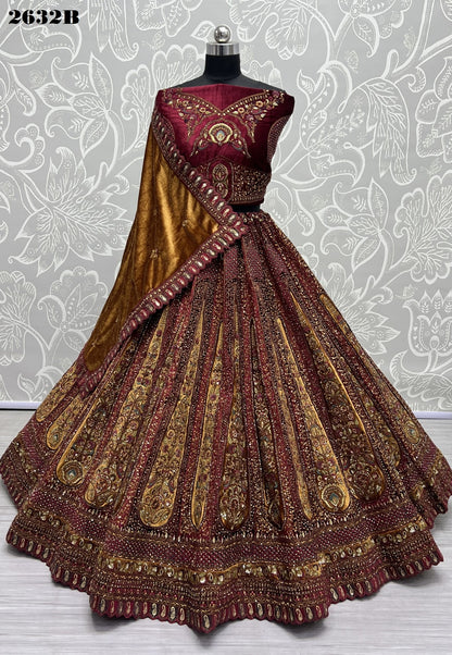 2632 Anjani Art Velvet Bridal Lehenga Choli