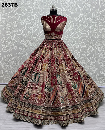 2637 Anjani Art Velvet Bridal Lehenga Choli