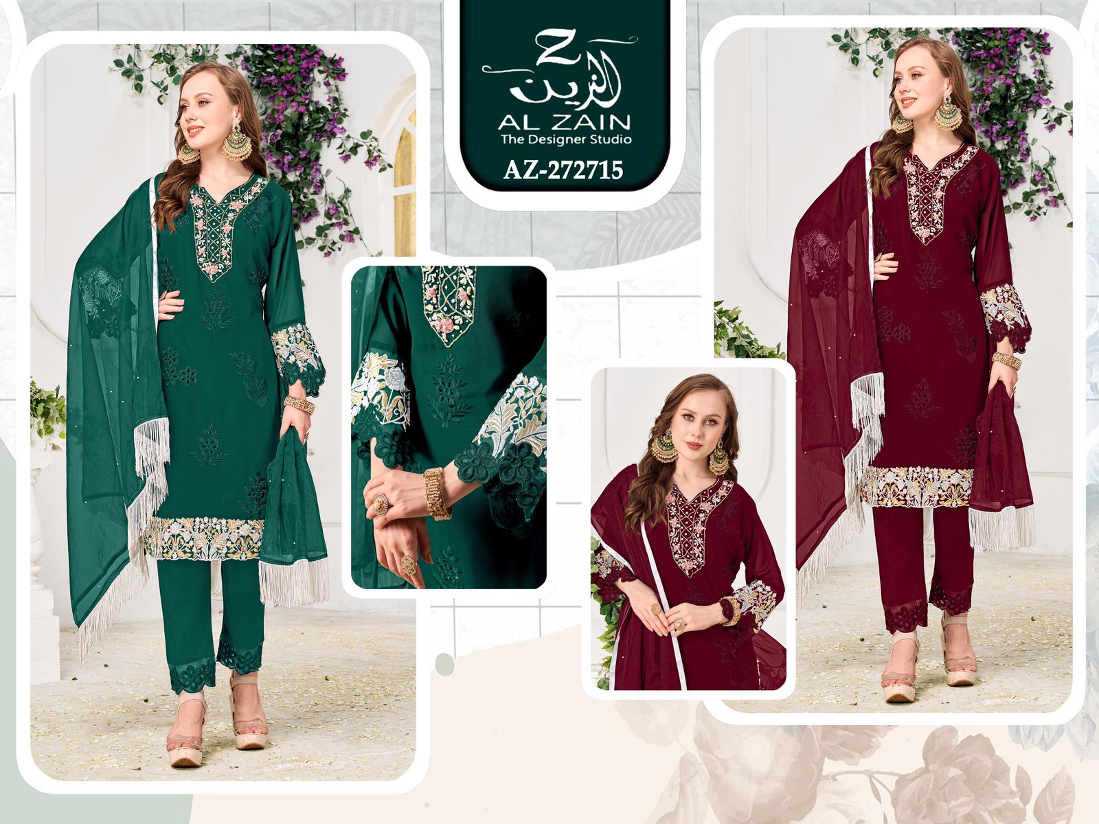 272715 Al Zain Fox Georgette Pakistani Readymade Suits