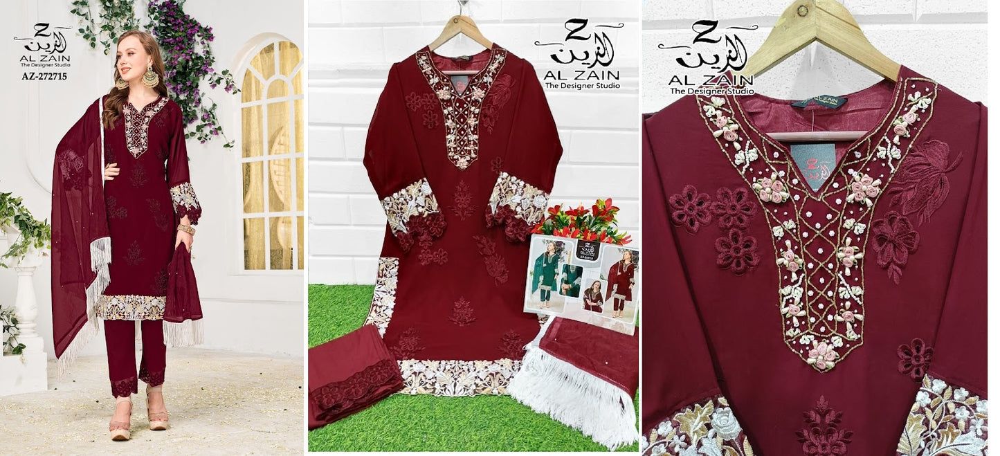 272715 Al Zain Fox Georgette Pakistani Readymade Suits