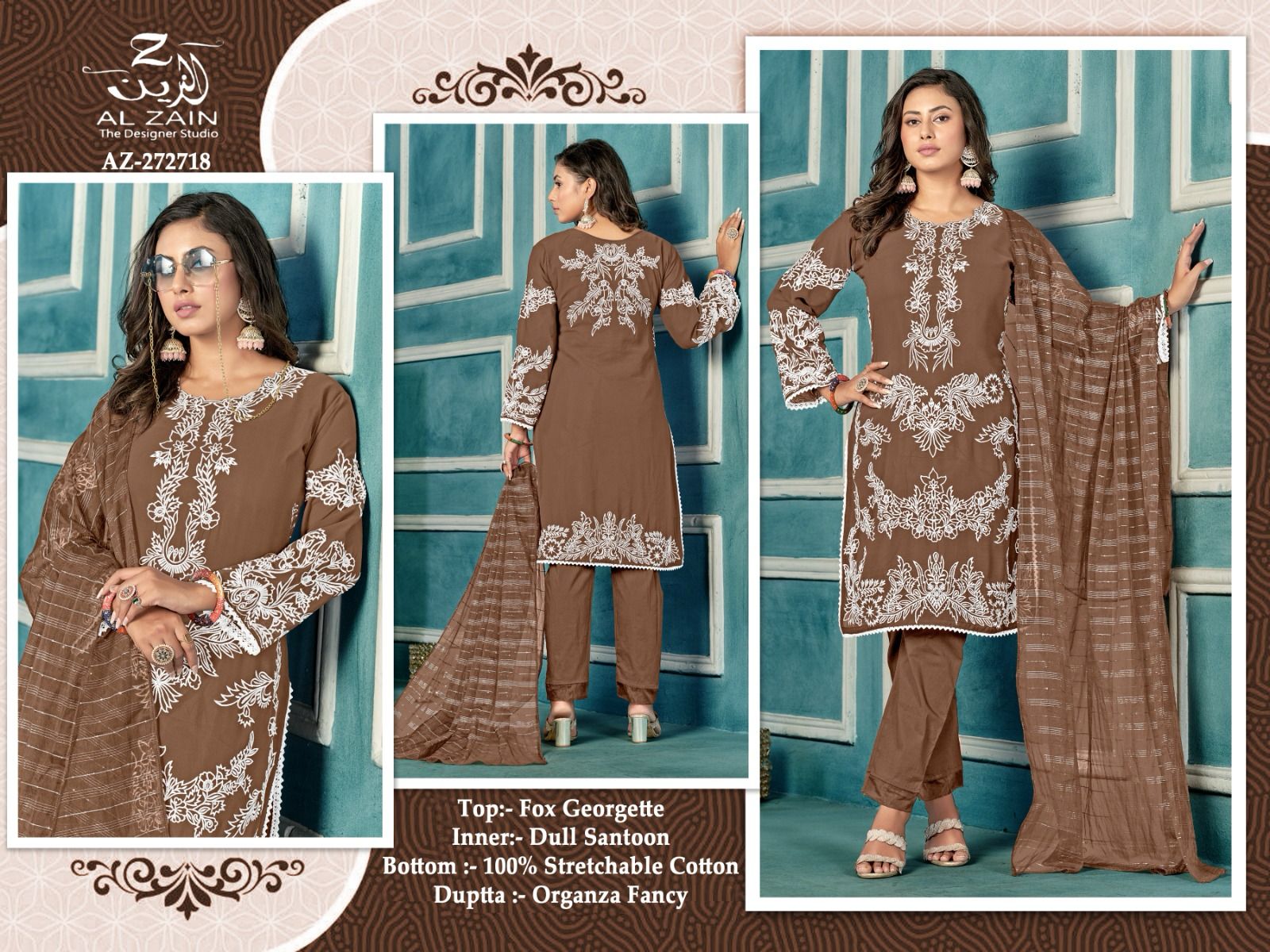 272718-New Al Zain Fox Georgette Pakistani Readymade Suits