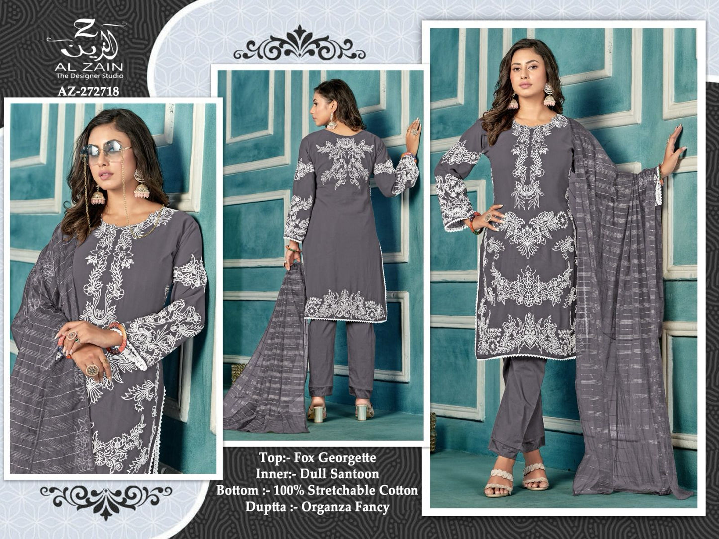 272718-New Al Zain Fox Georgette Pakistani Readymade Suits