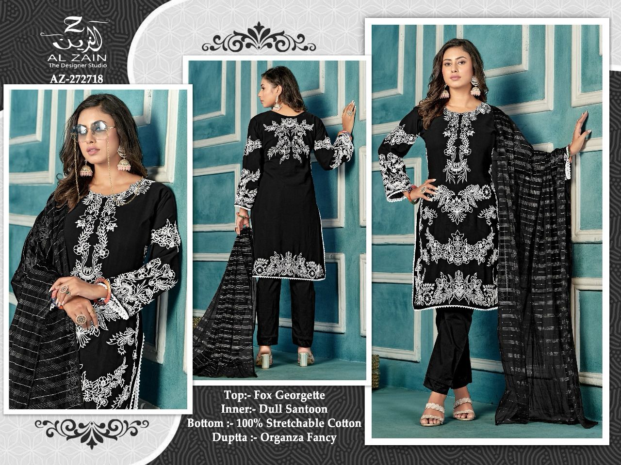 272718-New Al Zain Fox Georgette Pakistani Readymade Suits