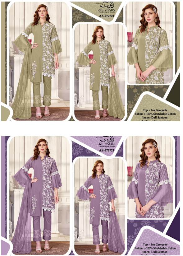 272721 Al Zain Fox Georgette Pakistani Readymade Suits
