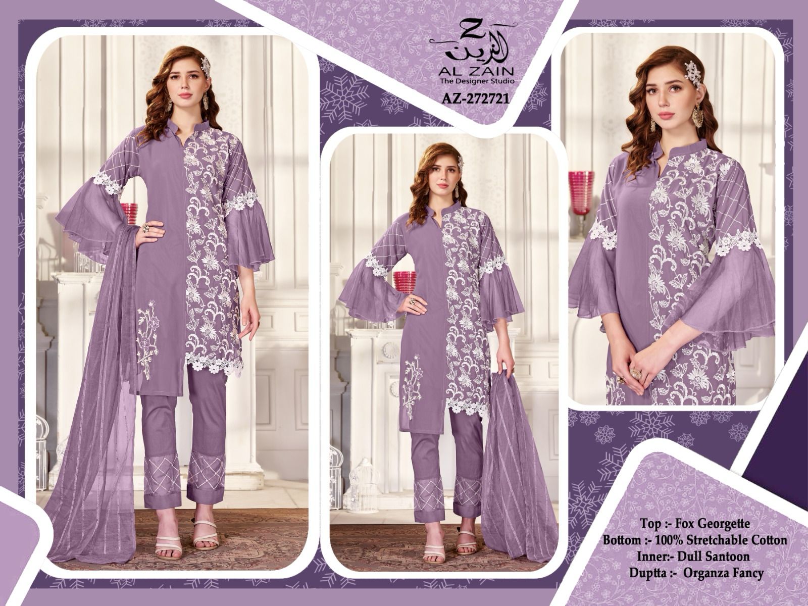 272721 Al Zain Fox Georgette Pakistani Readymade Suits