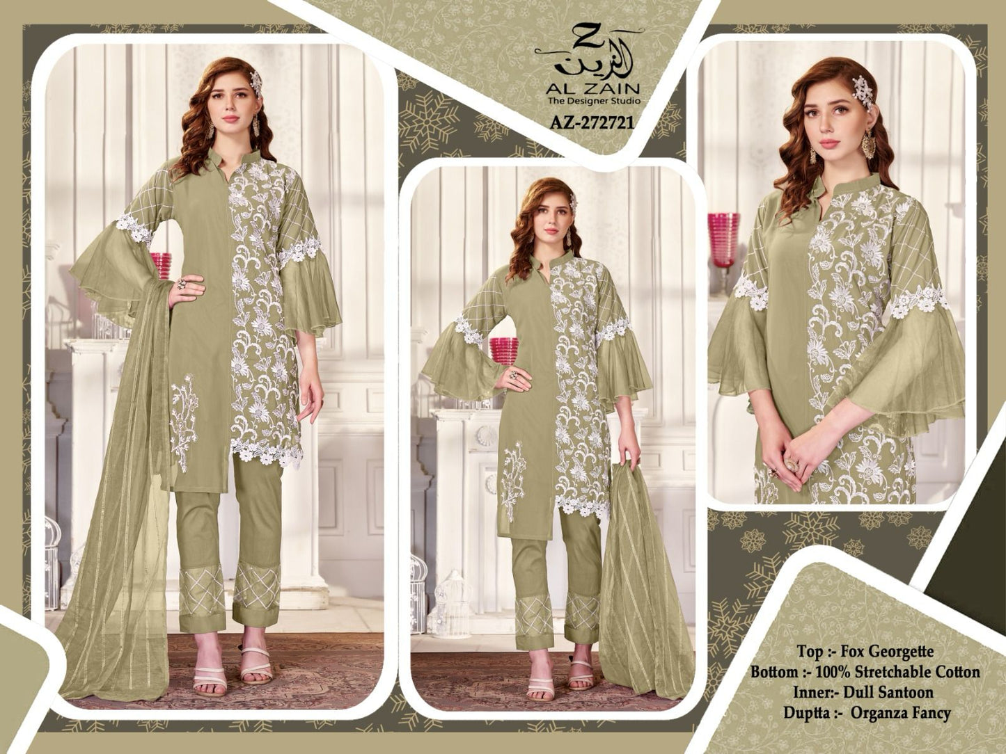 272721 Al Zain Fox Georgette Pakistani Readymade Suits